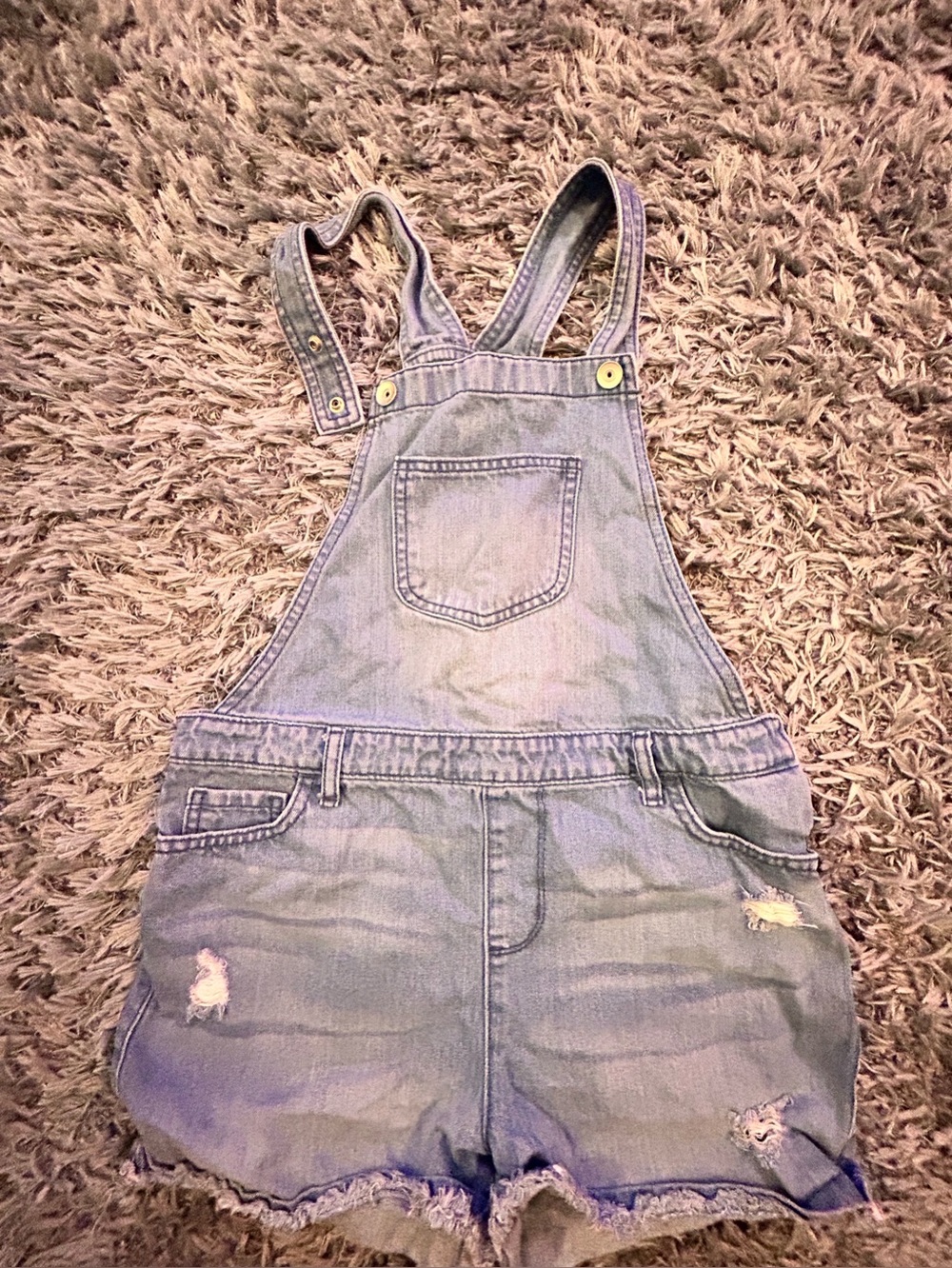The Children's Place Faded And Stressed Light Blue Denim Short Overalls